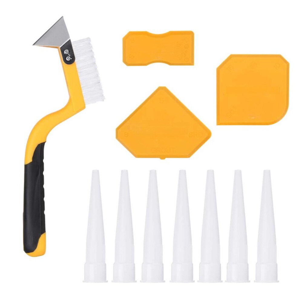 11pcs Ceramic Tile Clean Scraper Shovel Caulking Sealant Finishing Grout Seam Tool Plastic Glass Sealant Remove Supplies Sets