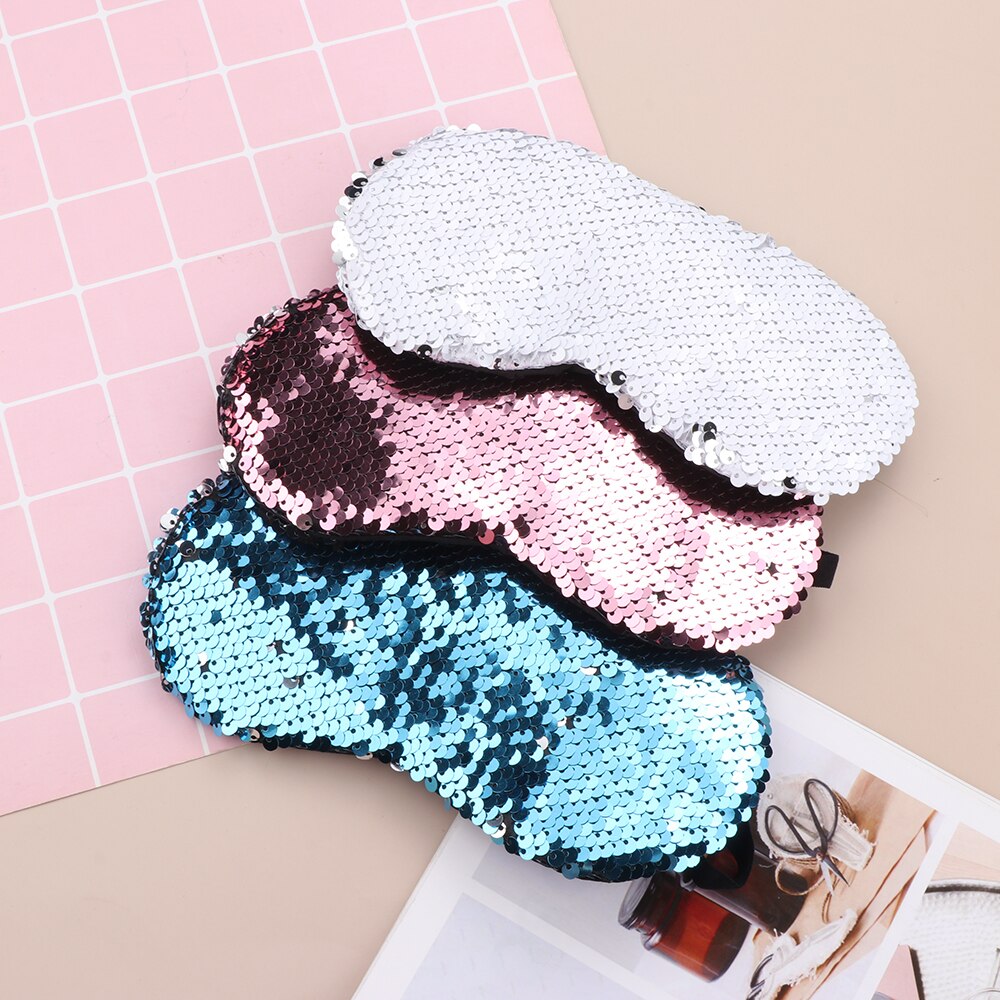Mascarilla Reversible con lentejuelas mágicas y purpurina para los ojos, máscara de sirena para los ojos, parche para sombrear los ojos, funda acolchada suave, herramienta para el cuidado de la salud, relajación del sueño, 1 ud.