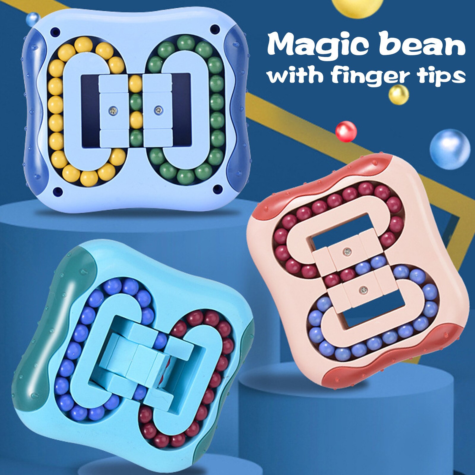 3pc Relieve Stress Rotating Magic Bean Intelligence Cube Decompression Educational Toy Zabawki Антистресс: J-3PC