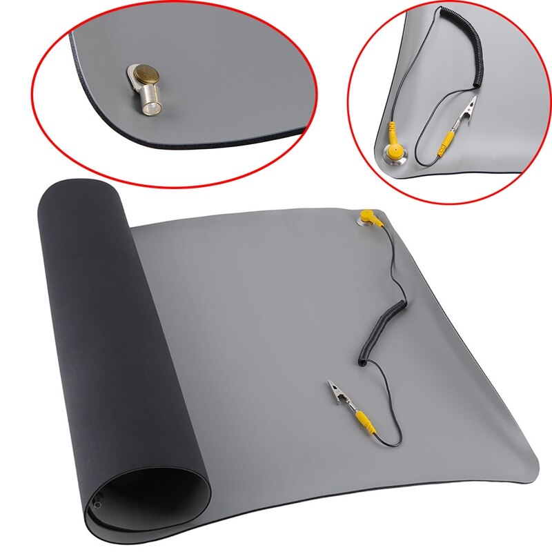 Durable Desktop Anti Static Mat Silicone ESD Grounding Mats 700x500Mm + Cord for PC Laptop Repair Tools