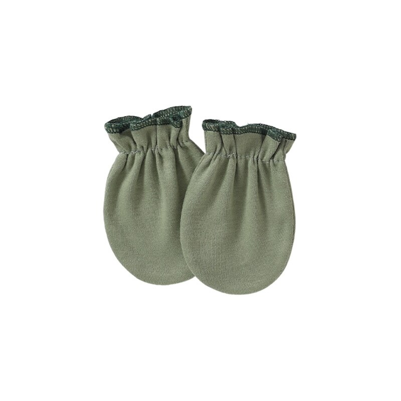 1 Pair Baby Anti-scratch Soft Cotton Gloves Newborn Handguard Mittens Infants Supplies: Army Green