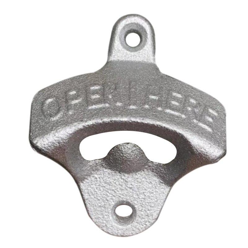 1Pc Muur gemonteerde Flesopener Rustieke Vintage Gietijzeren Bier Cap Opener zonder Schroeven Creatieve Bar Drinkware gereedschap: Silver