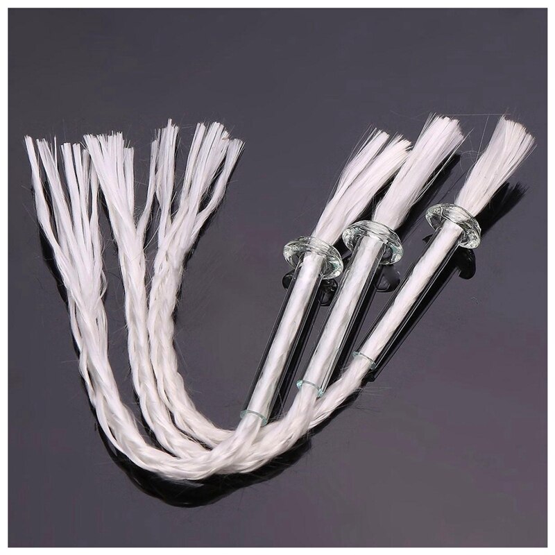 BMBY-9Pcs Glazen Buis Olie Lamp Lont Houder Adapter Met 4.7 Inch Ronde Katoenen Lont Wit