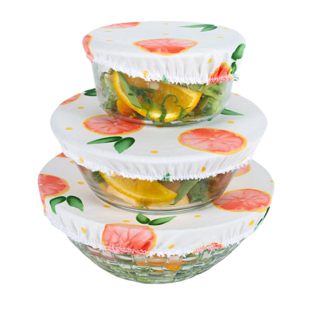 3 Pcs Wasbare Stofkap Herbruikbare Katoenen Kom Cover Servies Kom Opbergtas Vers Houden Doek Picknick Voedsel-behoud: Peach