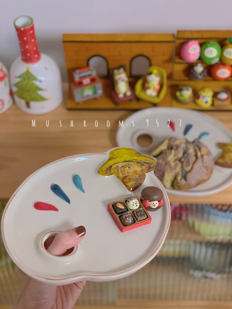 Funghi 9527 letterario Van Gogh piatto bella tavolozza di colori creativo piatto da Dessert in ceramica piatto di stoccaggio gioielli