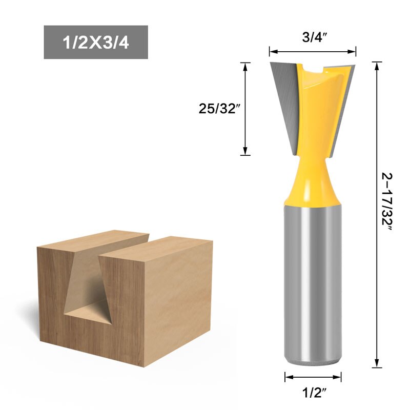 1Pc 6.35Mm 12.7Mm Schacht Hout Cutter Zwaluwstaart Frezen Voor Hout Tungsten Graveren Tool Frezen: NO12