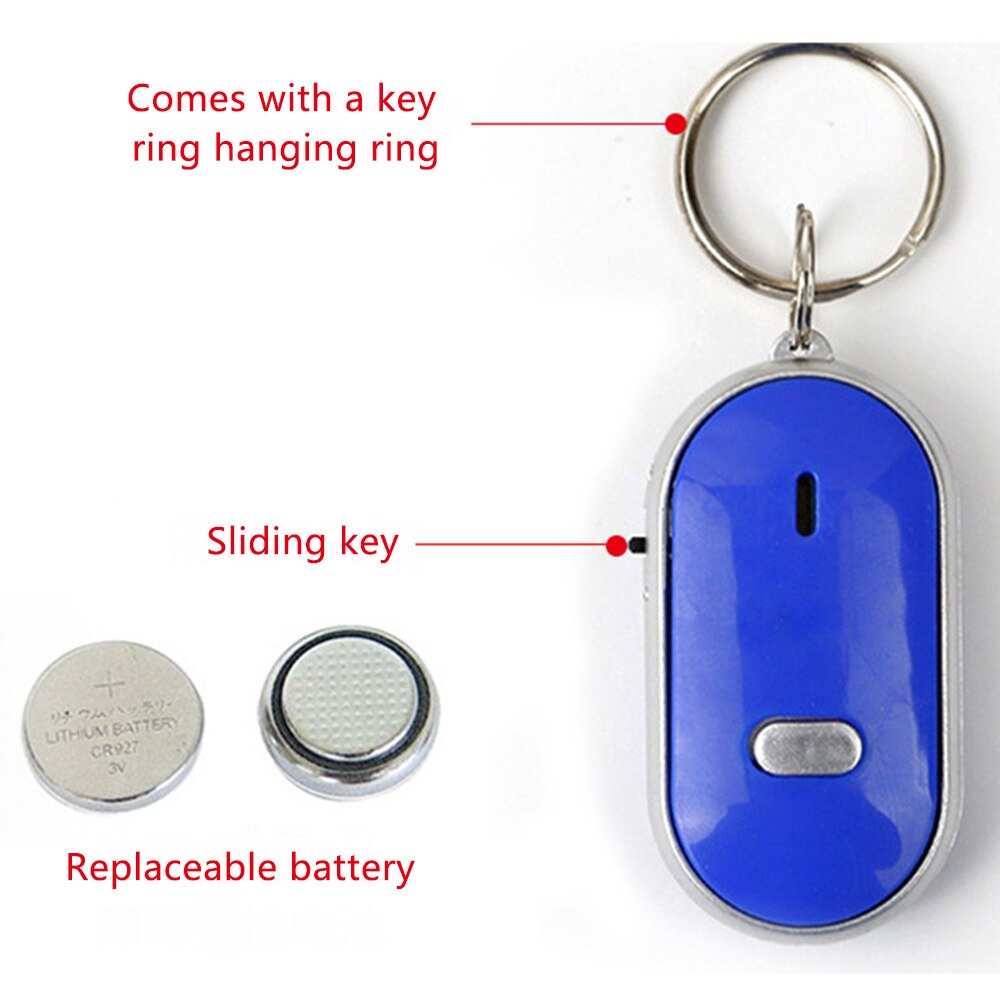 LED Anti-lost Key Finder Vinden Locator Sleutelhanger Fluitje Pieptoon Auto Sleutelhangers