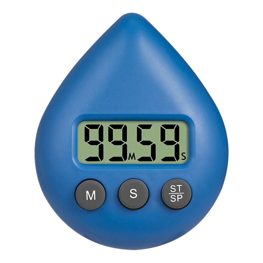 Water Electronic Digital Timer Kitchen Cooking Shower Study Stopwatch Alarm Clock Electronic Cooking Countdown Time Timer: Blue