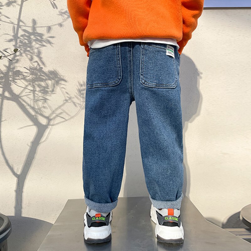 DIIMUU-pantalones vaqueros para niños de 5 a 11 años, ropa para niños, pantalones largos sólidos, otoño