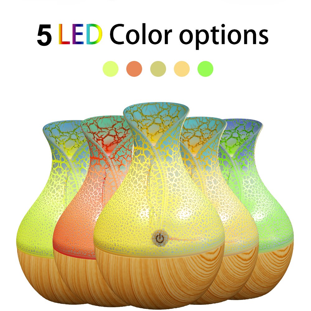 Colorful LED Light Electric Humidifier Aroma Oil Diffuser Ultrasonic Wood Grain Air Humidifier USB Mini Mist Maker for home