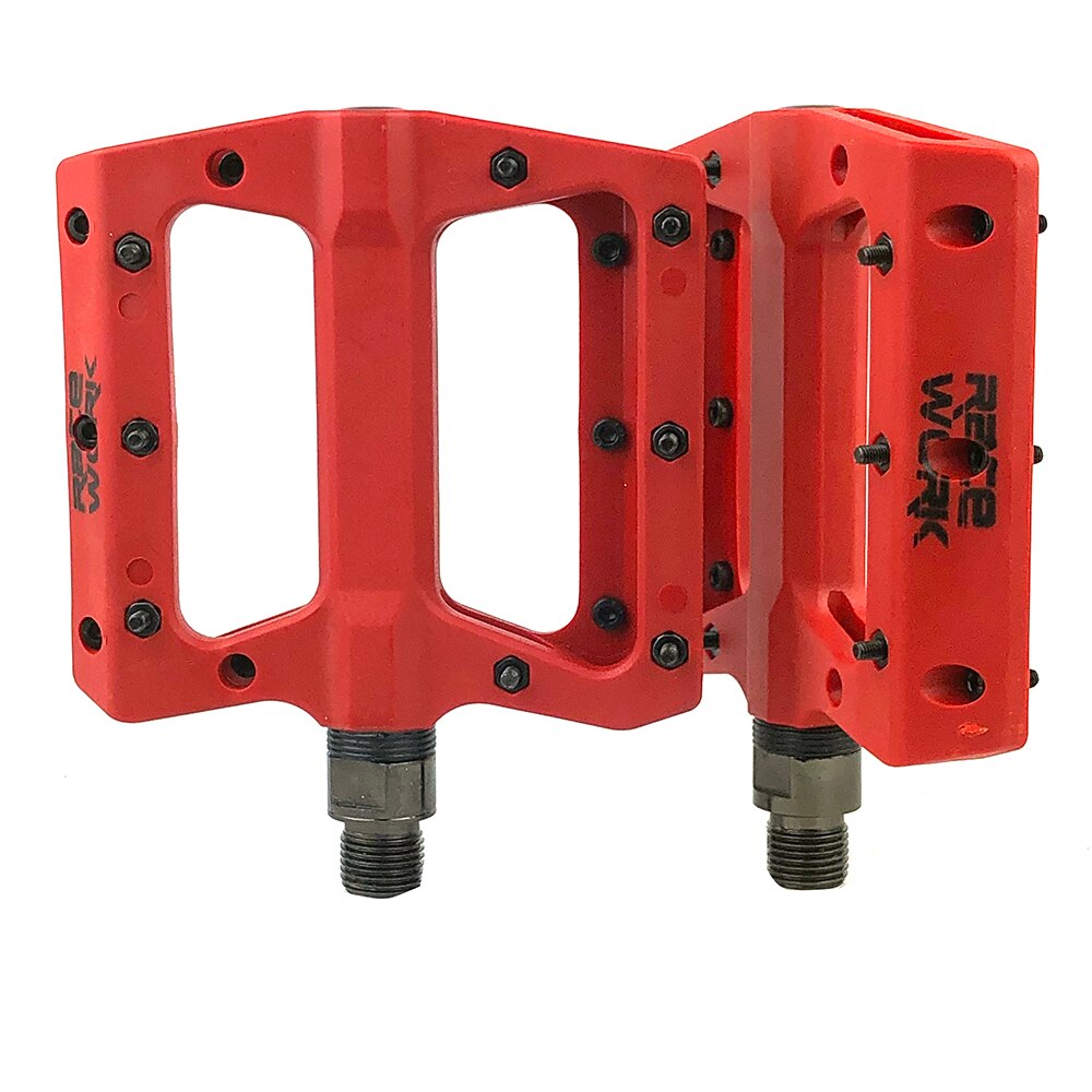 MTB Pedale Mountainbike Pedale Leichte Nylon Faser Fahrrad Plattform Pedale für BMX MTB 9/16": rot