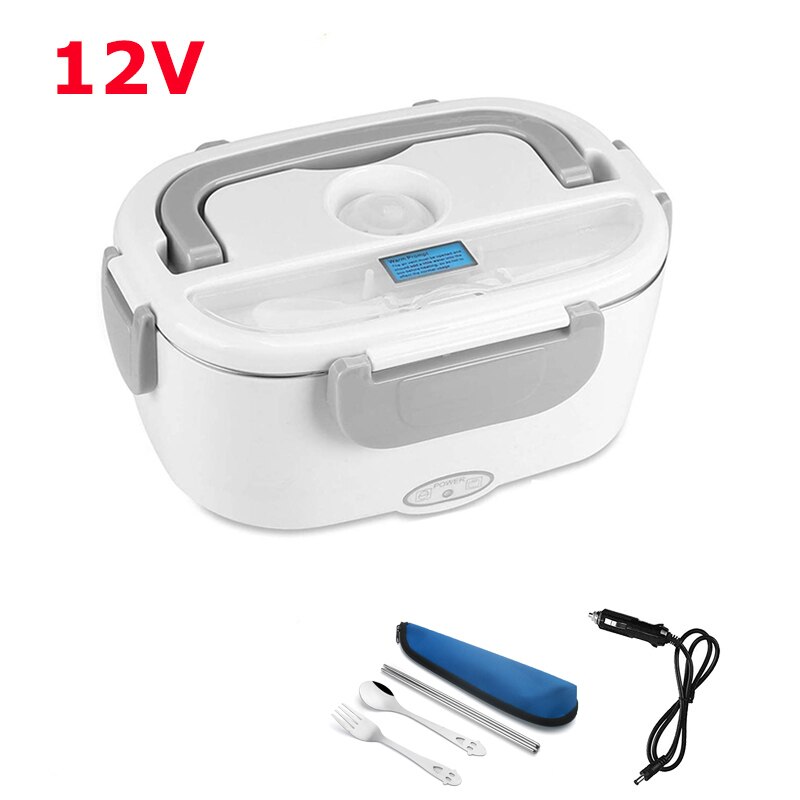 Elektrische Lunch Box Edelstahl 12V 24V 220V Auto Hause Schule Mahlzeit Lebensmittel Wärmer Container Heizung Bento box Für Picknick Camping: 12V White