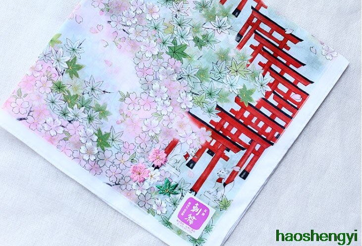 Goede Japanse Geborduurde Zakdoek, Dunne Zachte Hankerchief Vrouwen 48*48Cm,: C