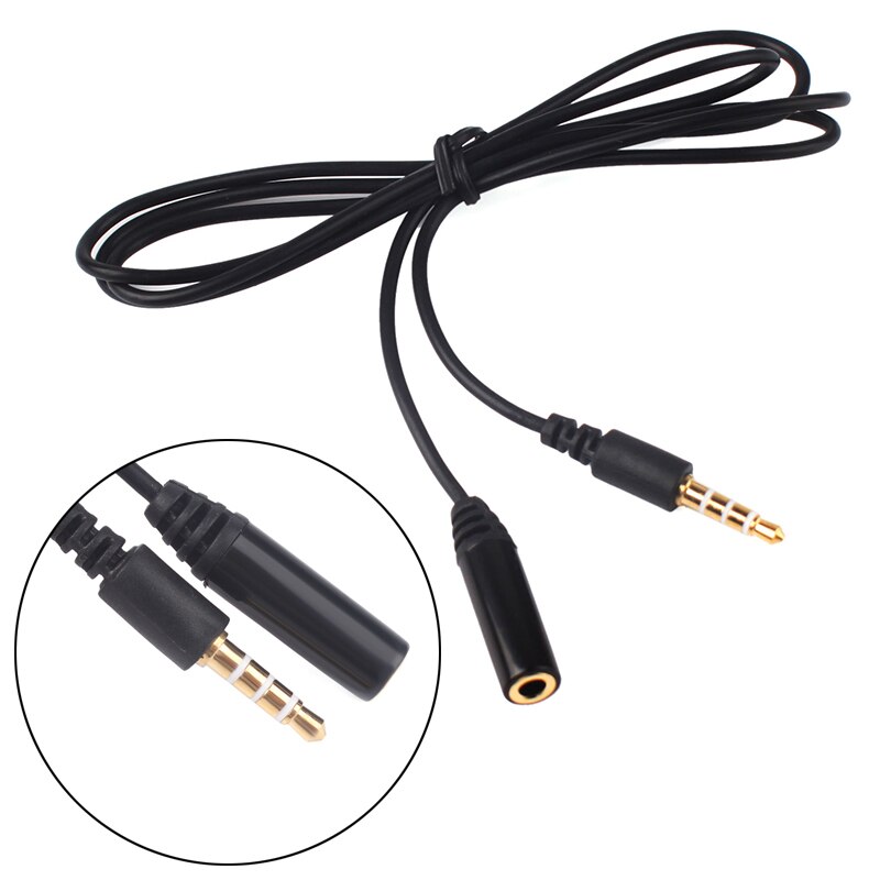 1M 3.5mm Male to Female 4 Pole Jack Stereo Audio Headphone Extension Cable: black