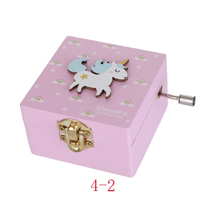 Caja Musical de madera para niños y niñas, 10 Uds., caja de de recuerdo de cumpleaños: music box 4-2