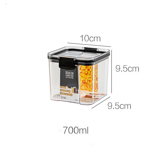 Airtight Food Storage Container Kitchen Dry Food Snacks Storage Organizer Almacenamiento Cocina Clear Plastic Jars Canisters: 700ml