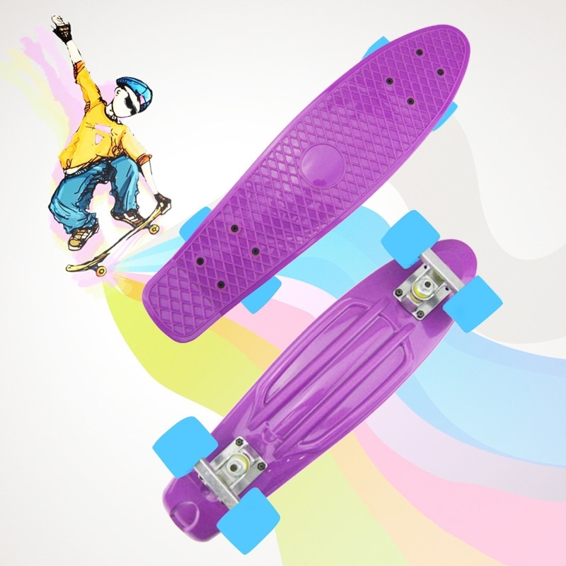 22 tums skateboard mini cruiser skateboard plast longboard 4 hjul single rocker utomhus sport för tjej pojke 56 x 15 x 10cm