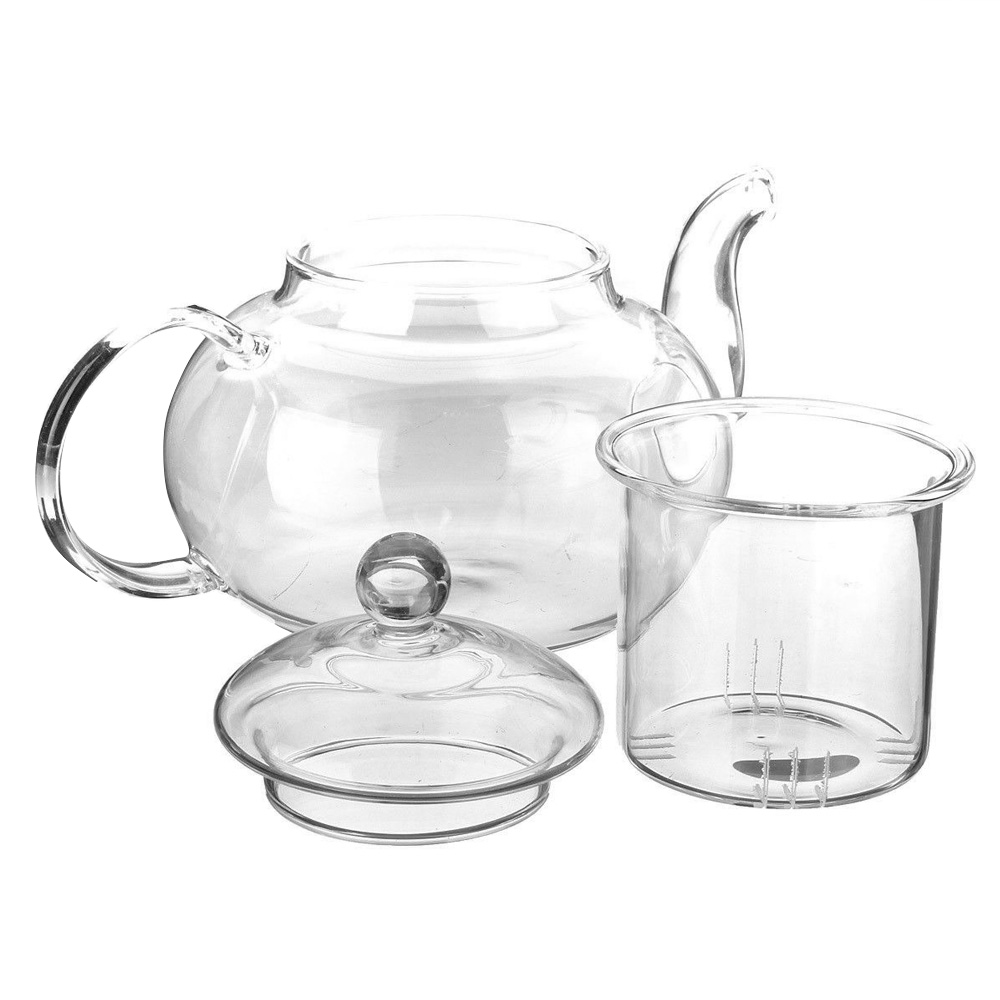 Klart glass tekanne firkantet tekanne med infusjonsfilter kinesisk varmebestandig blad tekanne sett