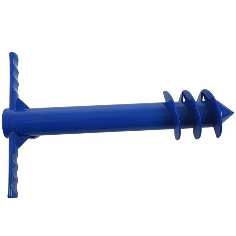 Strandparasol zandanker standaard houder 3- niveaus schroef, één maat past iedereen veilig sterke wind (blauw)