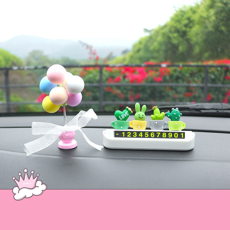 Cute Cartoon Doll Car Dashboard Decoration Temporary Parking Card Personality Parking Number Sign Girl's Day: J