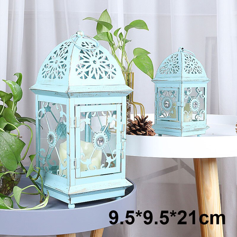 Smeedijzeren glazen retro kaarsenhouder tuin vloer buiten winddichte lamp grote draagbare lamp bruiloft lamp decoratie ornamenten: 7- seconden