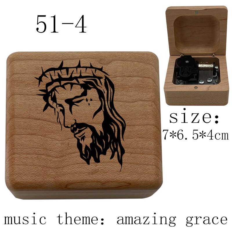 Wooden amazing grace music wind up Music Box Wife Husband church Home Christian Music Box Decoration: Pink