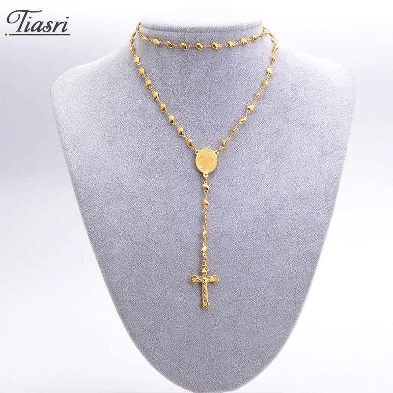 Tiasri Halsketten Frauen der Kette Auf Den Hals Kruzifix Anhänger Kragen Choker Edelstahl Pullover Perle Link Freunde Schmuck