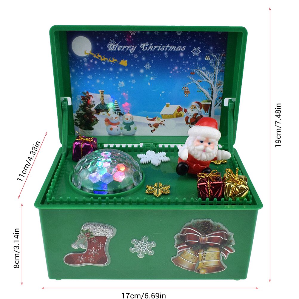 Juguete musical eléctrico de Santa Claus con luz novedad caja musical de Navidad juguetes vocales para niños de Navidad
