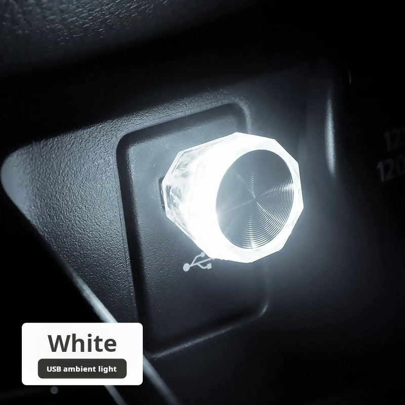 Mini lámparas de ambiente USB compactas, luz LED para coche, decoración de luz de ambiente Interior de coche, luz nocturna LED USB Gradieng para el hogar del coche: 8000 K blanco azul