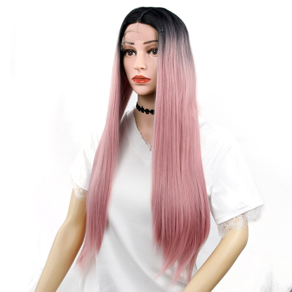 Ombre Blonde lace front wigs For Women Synthetic pink frontal lace wigs Female Long Straight Hair wig for