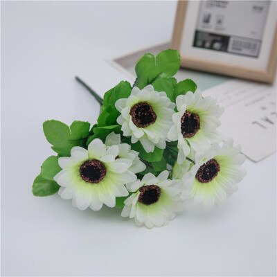 Bouquet de fleurs de tournesol en soie, 7 têtes, 30cm, pour décoration intérieure de noël, maison, mariage, fausses plantes, fleurs artificielles: ivory
