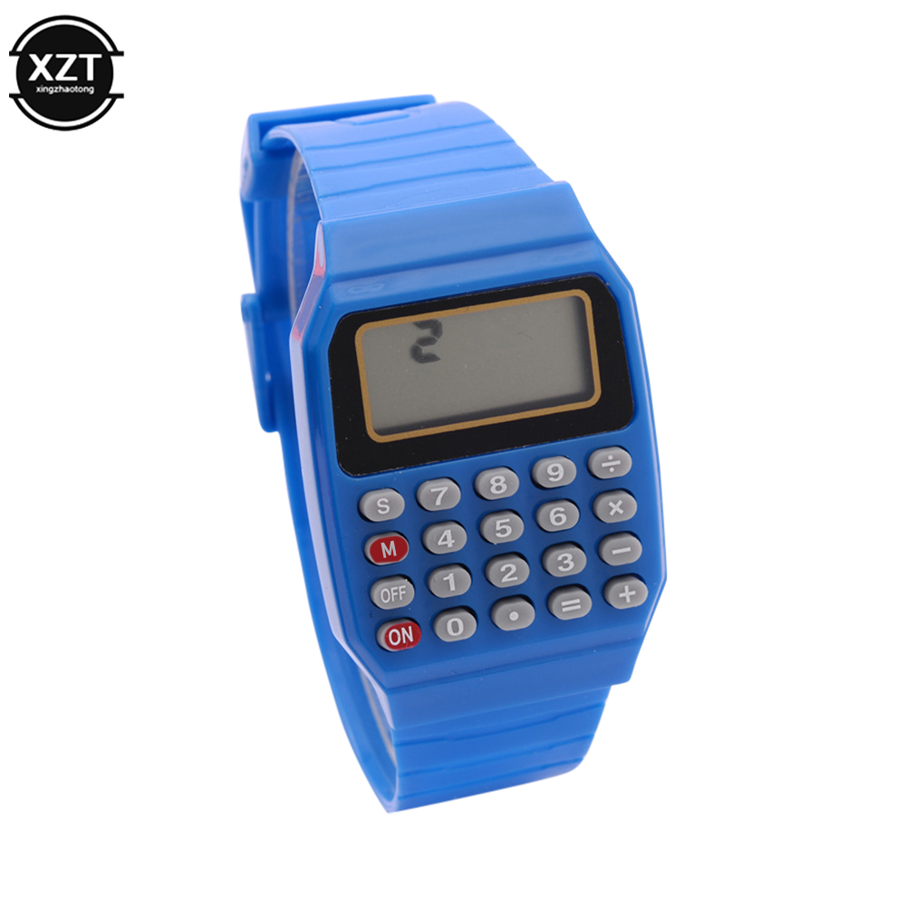 Children's Electronic Calculator Watch Micro Calculator Silicone Date Multi-function Watch Mini Calculator Portable Watch: Blue
