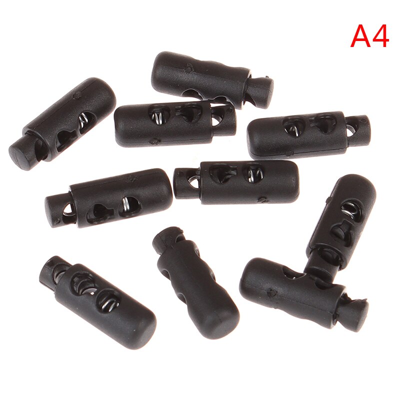 10pcs Multi Style Black Push Cord Lock Spring Clasp Plastic Stoppers Ends Toggles Clip For Apparel Bungee Elastic Rope Parts: 4