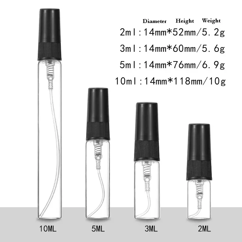 20pcs 2ml - 10ml Sample Refillable Perfume Bottle Empty Mini Spray Bottle Perfume Bottles glass Atomizer Container: black / 60ml