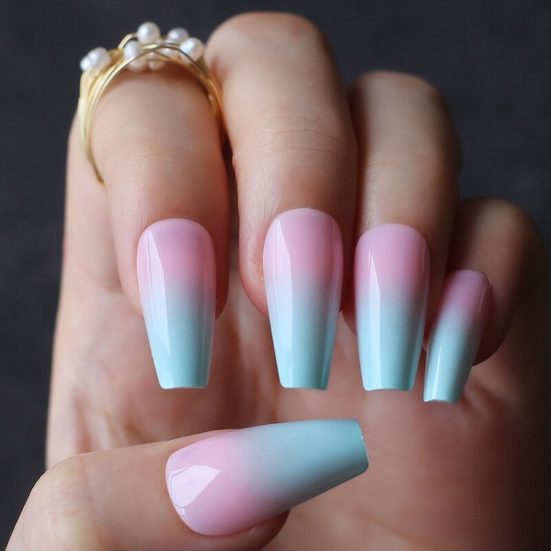 Faux-ongles en rose lavande, accessoire de manucure pour ballerine, longs et en fleurs: S-110