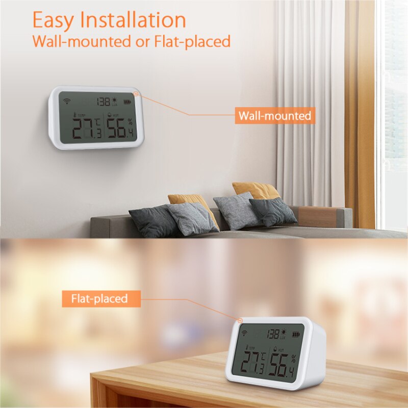 Tuya Zigbee Smart Home Wifi Temperatuur En Vochtigheid Sensor Met Led Screen Werk Met Alexa Google Assistent En Tuya Zigbee hub