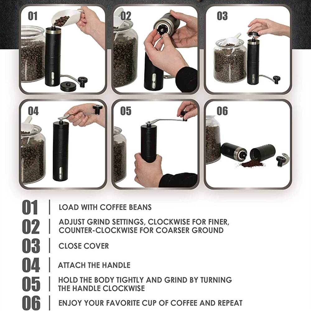 Manual Coffee Grinder Heavy Duty Stainless Steel with Adjustable Ceramic Burr Portable Coffee Mill Grinder