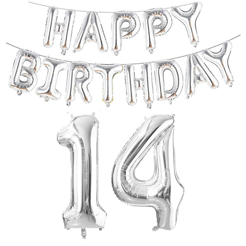 Globos plateados de aluminio con números de 32 pulgadas, 10 11 12 13 16 18 25 30 35 40 50 60 años, decoraciones para de feliz cumpleaños, adultos, niños, niños y niñas