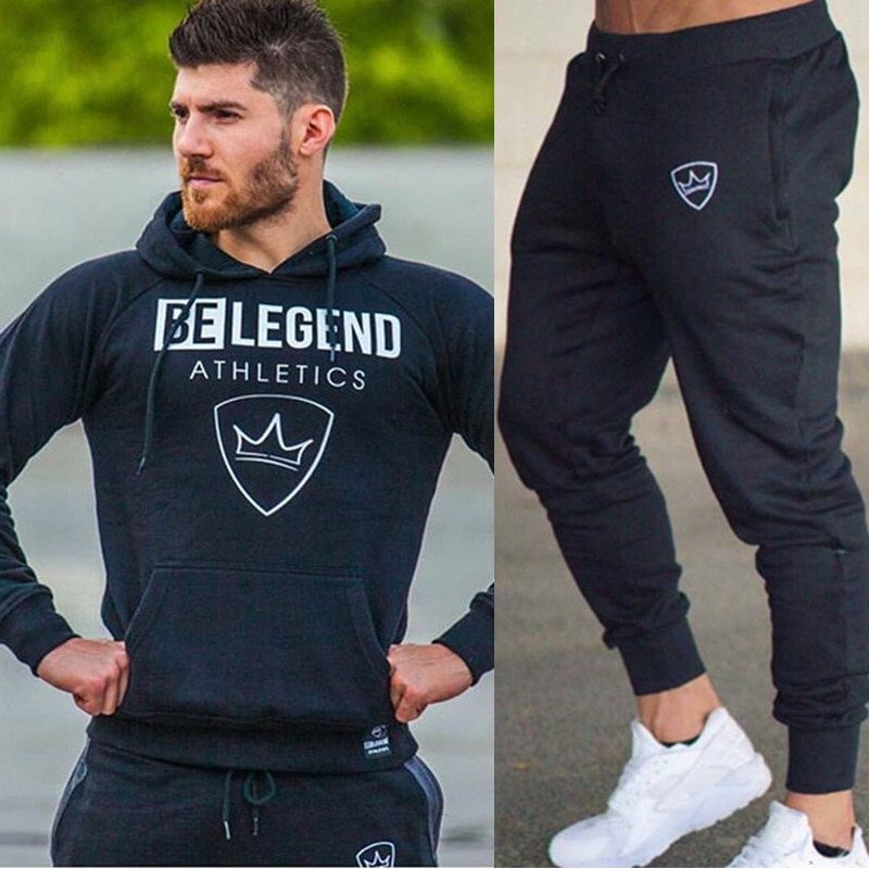 Homens correndo ternos do esporte moletom/sweatpants ginásio treinamento de fitness casaco hoodies calças define masculino jogging esportes agasalho