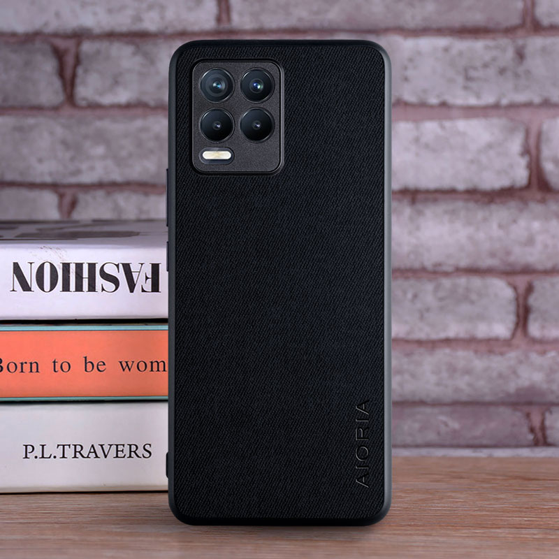 Case for OPPO Realme 8 Pro 8i Realme 8 5G coque Luxury textile Leather soft hard phone cover for oppo realme 8 pro case funda: aluminum / black