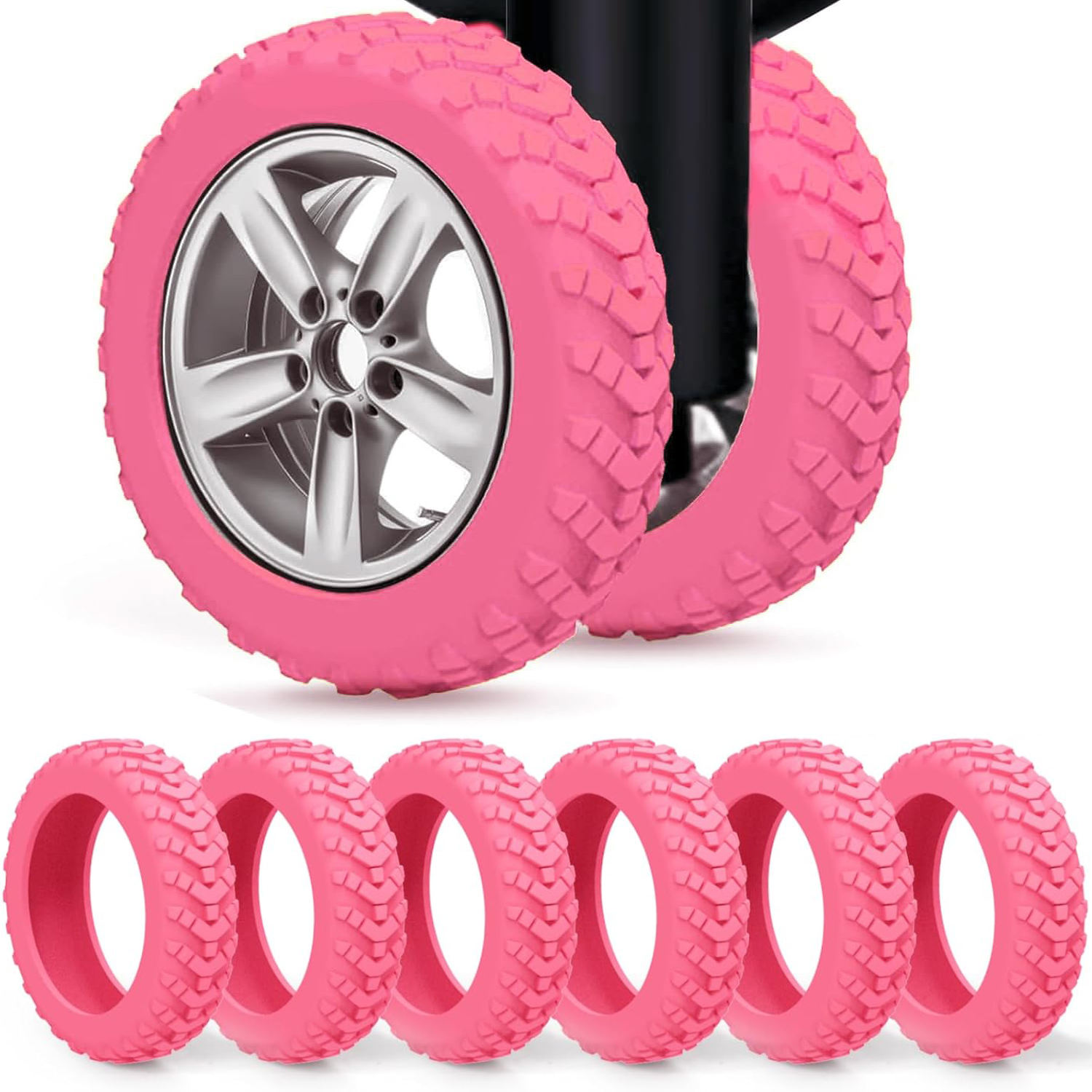 1/24Pcs Thicken Texture Silicone Wheels Protector For Luggage Reduce Noise Travel Luggage Wheels Cover Luggage Accessories: S / Gold
