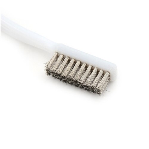 5 Pcs White Plastic Handle Brass Bristle Wire Brush 6.9 x 0.47 x 0.79inch Length