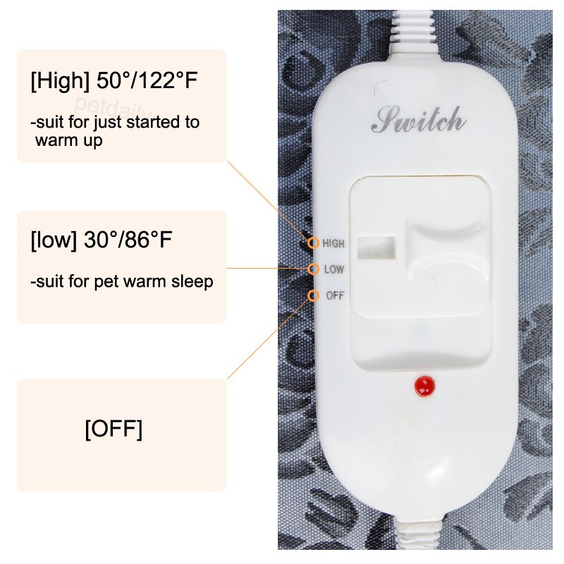 Regulowana elektryczna mata grzewcza dla zwierząt ochrona przed wyłączaniem anty ugryzienie wodoodporna podgrzewana podkładka termiczna dla psa Kot szczeniak - nas/EU/AU wtyczka
