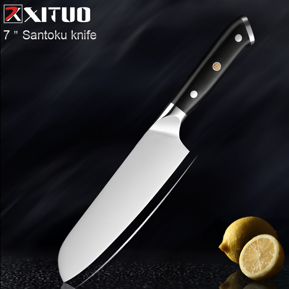 Xituo premium kjøkkenkniv sett høyytelses skarpt blad tysk stål kokkekniv verktøy santoku kniv hjemmelaget matlagingsverktøy: Santoku kniv