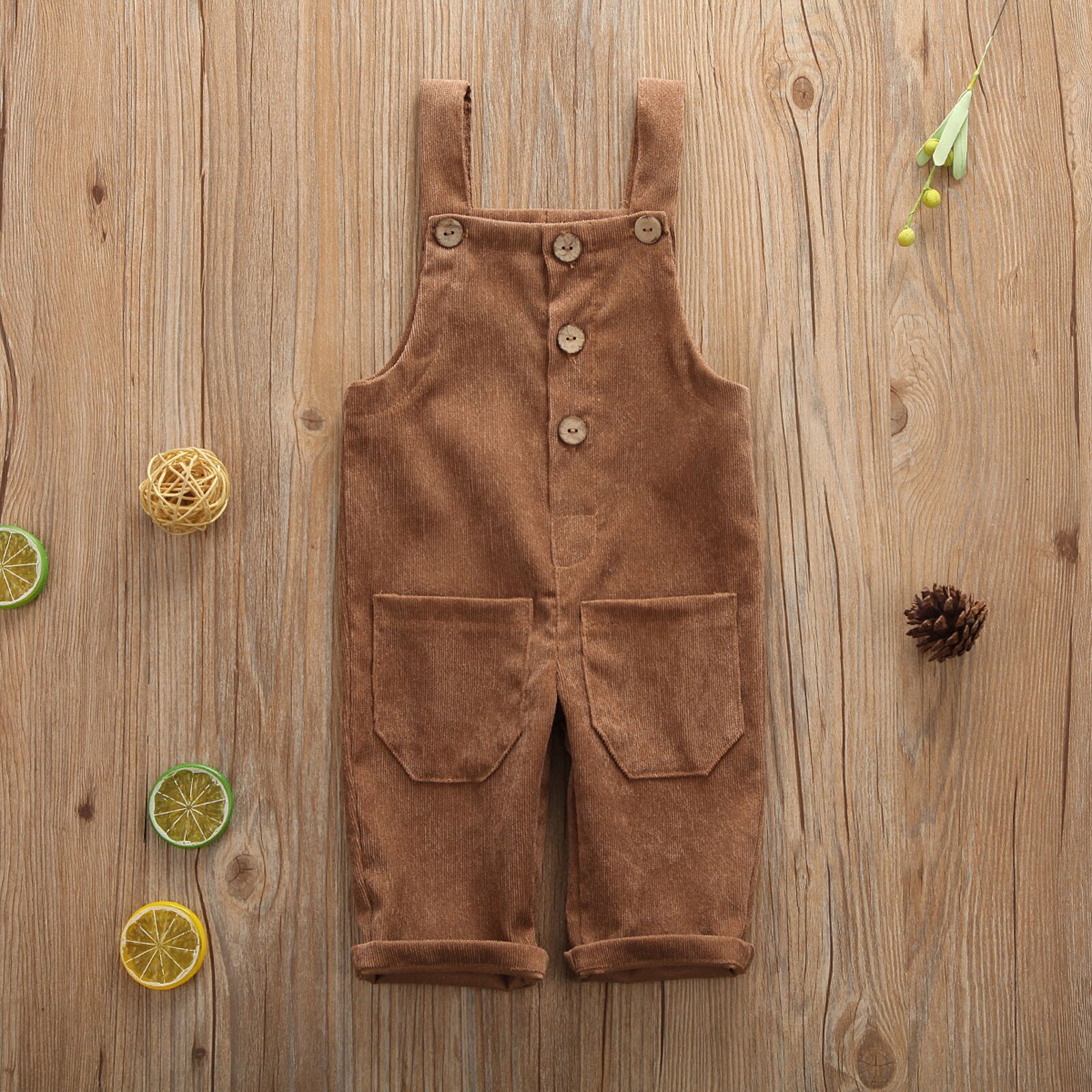 6M-5T Kids Overalls Broek Baby Meisje Jongen Effen Kleur Knop Jarretel Broek Met Zakken Jumpsuit Overalls: Khaki / 90