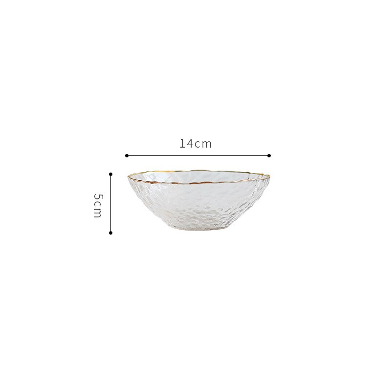 Diamond-free Crystal Glass Bowl Nordic Phnom Penh Hammer Iced Glass Bowl Japanese Style Large Salad Bowl Household