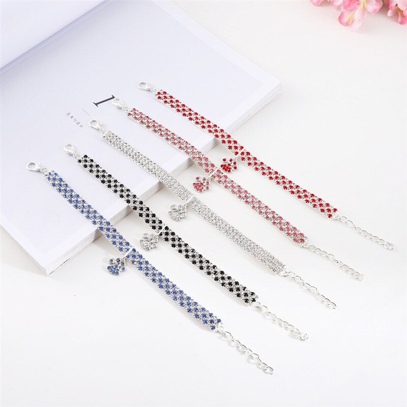 1Pc mignon cristal chat chien collier strass ligne extensible collier pour animaux de compagnie strass accessoires chaton colliers fournitures pour animaux de compagnie