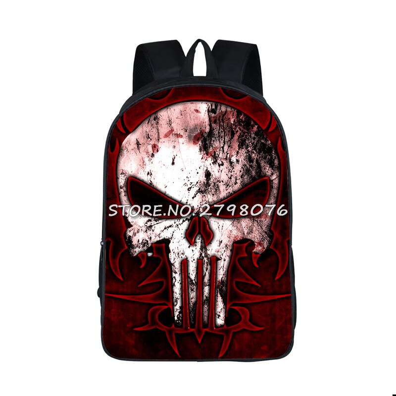 Mochila para chicas adolescentes de Punisher, morral escolar con estampado de Calavera, morral informal para hombre: 16CFZ14