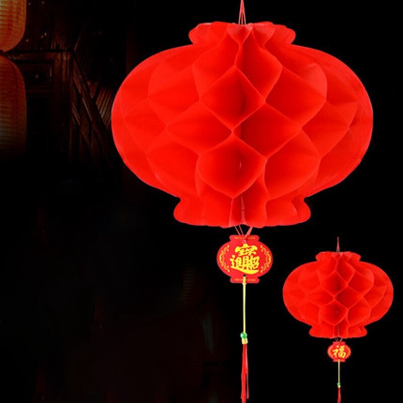 Traditional Chinese Red Plastic Lantern For Chinese Year Decoration Hang Waterproof Festival Home Ornaments Lanterns
