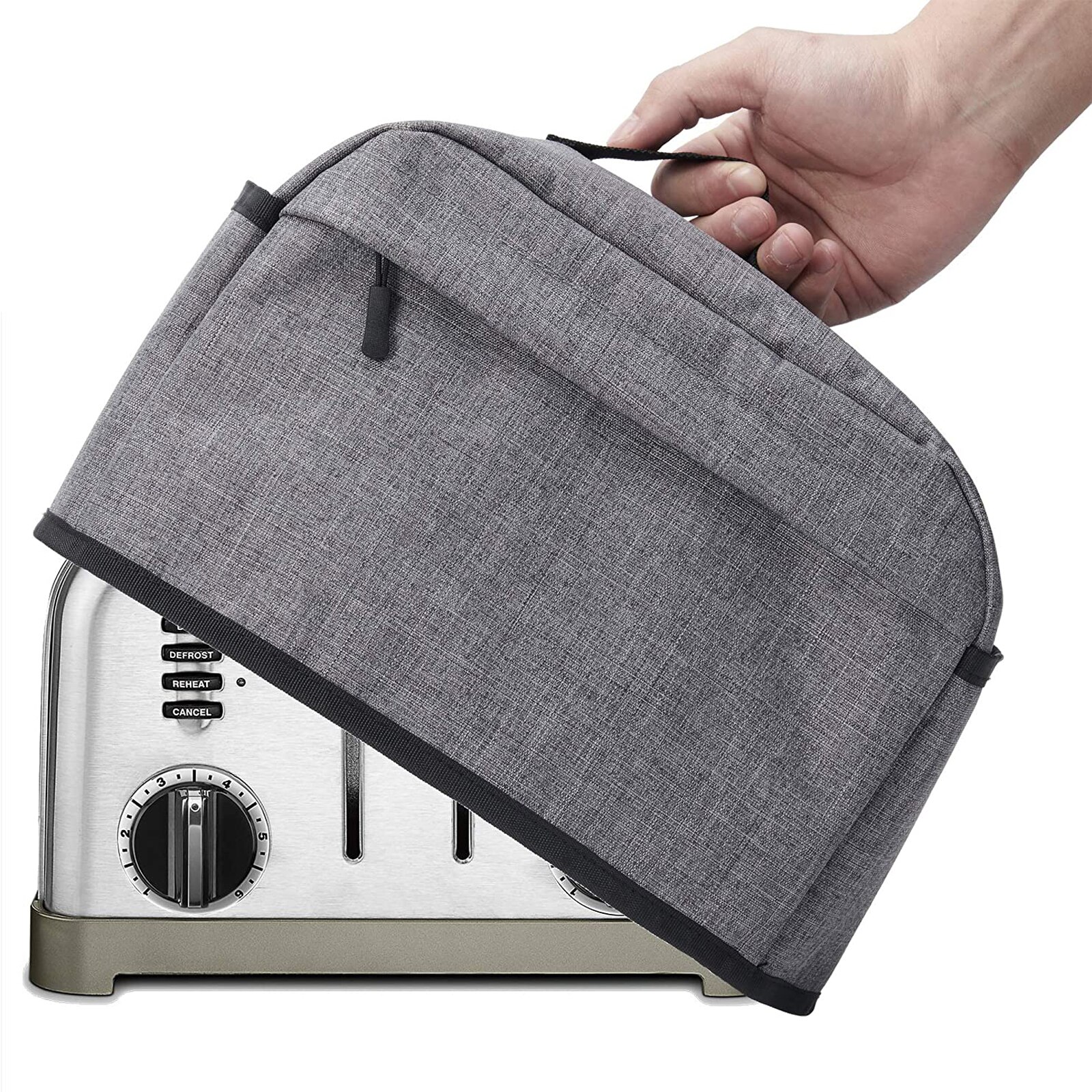Toaster Dust Cover Anti-dust 4 Slice Toaster Covers with Zipper and Pockets Kitchen Small Appliance Cover with Handle
